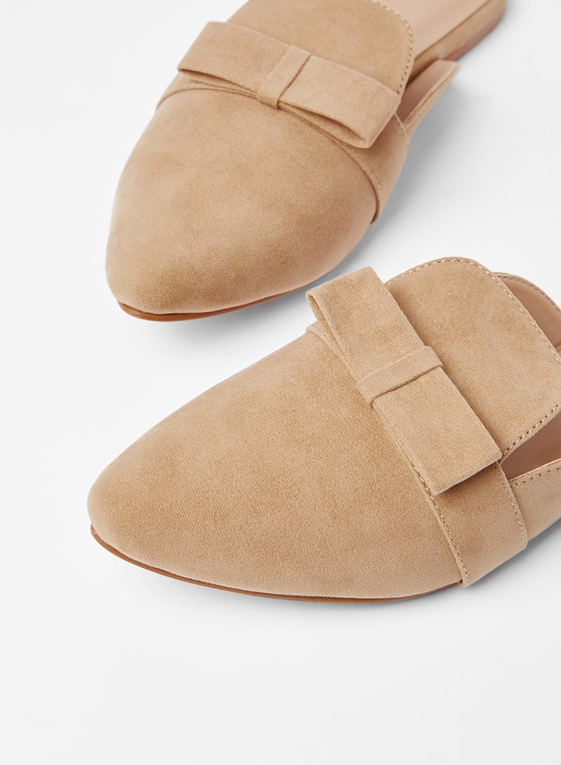 SIVVI for HANIYA Bow Detail Flat Mules Beige  - Image 4