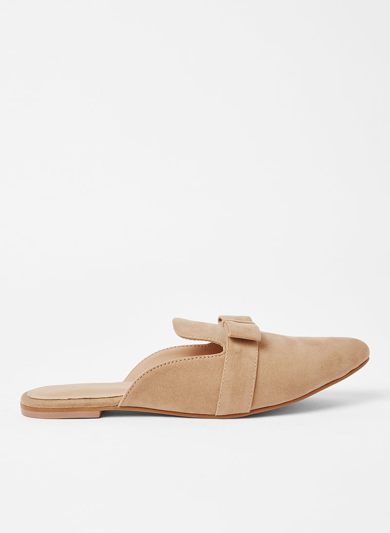SIVVI for HANIYA Bow Detail Flat Mules Beige  - Image 1