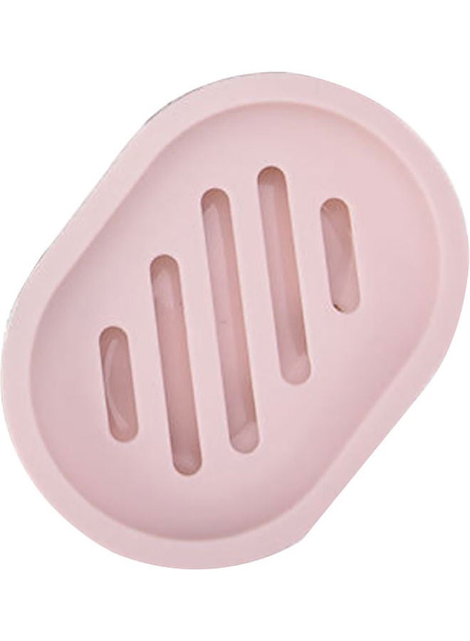Bathroom Shower Soap Dish Tray Pink 13 x 9.8 x 2.5cm - Image 1