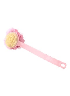 Long Handle Flower Ball Rubbing Back Scrubber Brush Pink 36 x 11 x 5cm