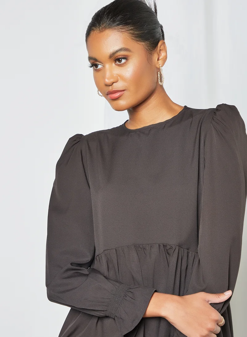 Sivvi x D'Atelier Puff Sleeve Dress Black