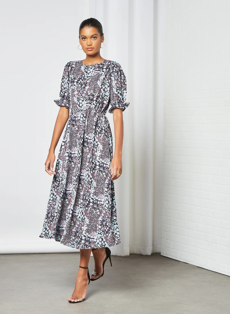 Sivvi x D'Atelier All-Over Print Midi Dress Multicolour