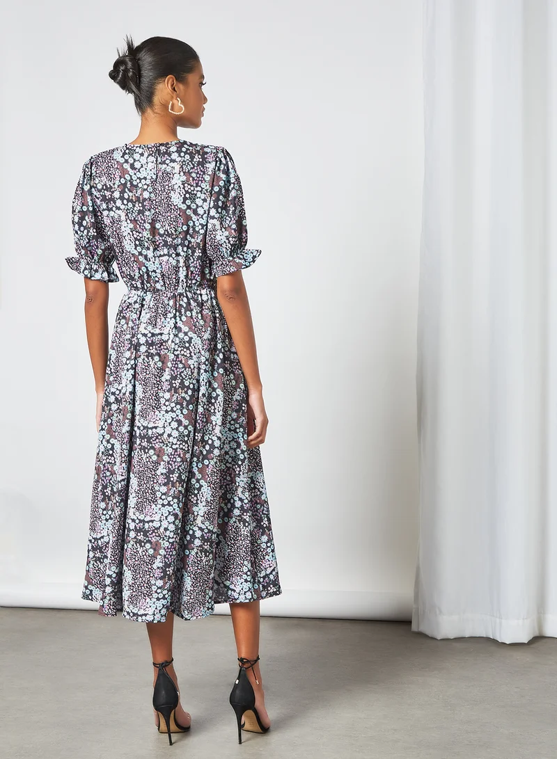 Sivvi x D'Atelier All-Over Print Midi Dress Multicolour
