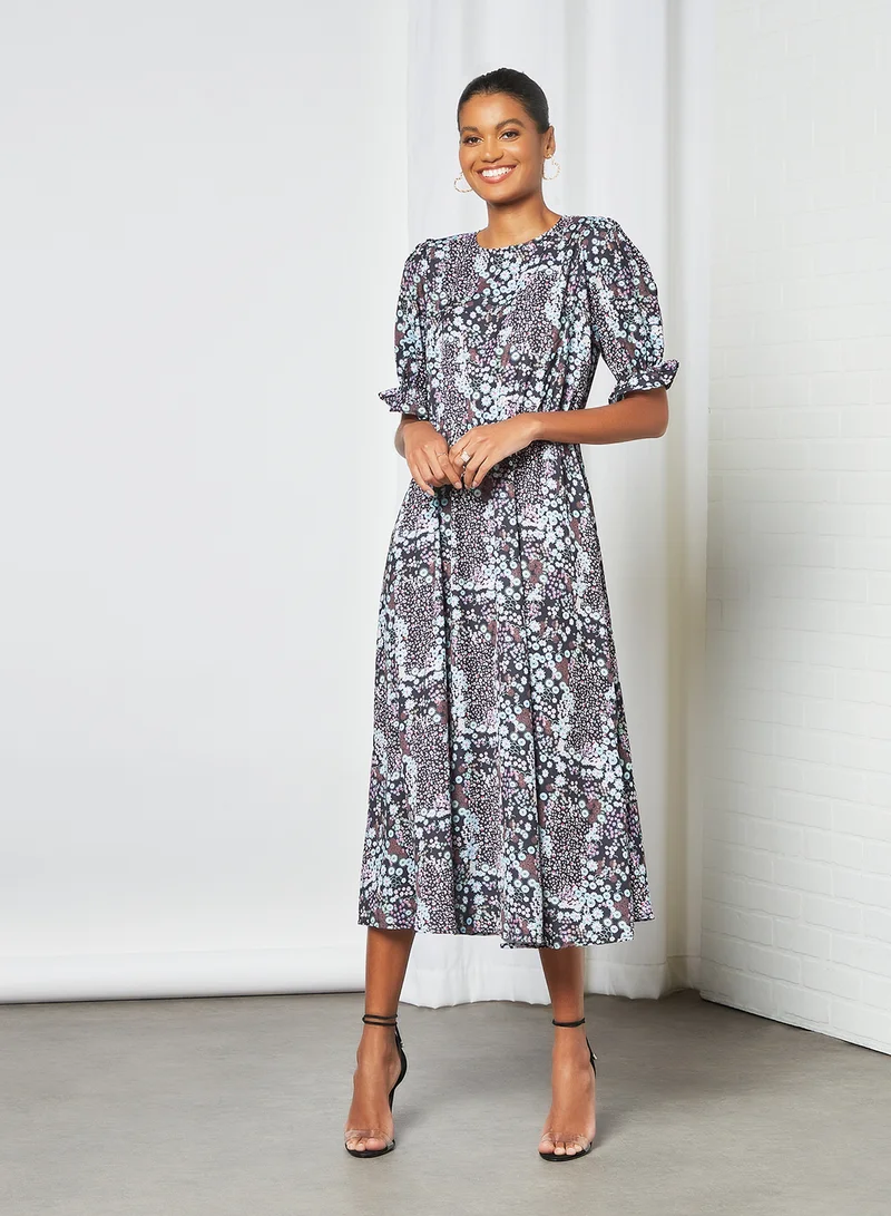 Sivvi x D'Atelier All-Over Print Midi Dress Multicolour