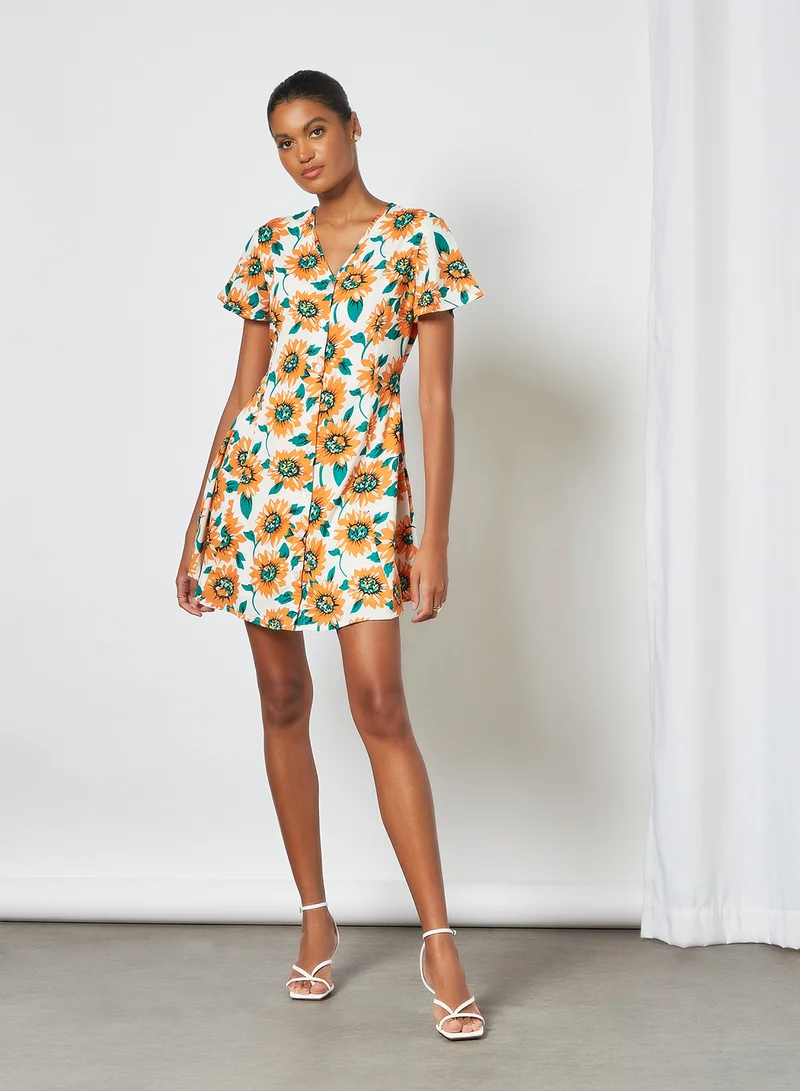 Daisy Street Sunflower Print Skater Dress