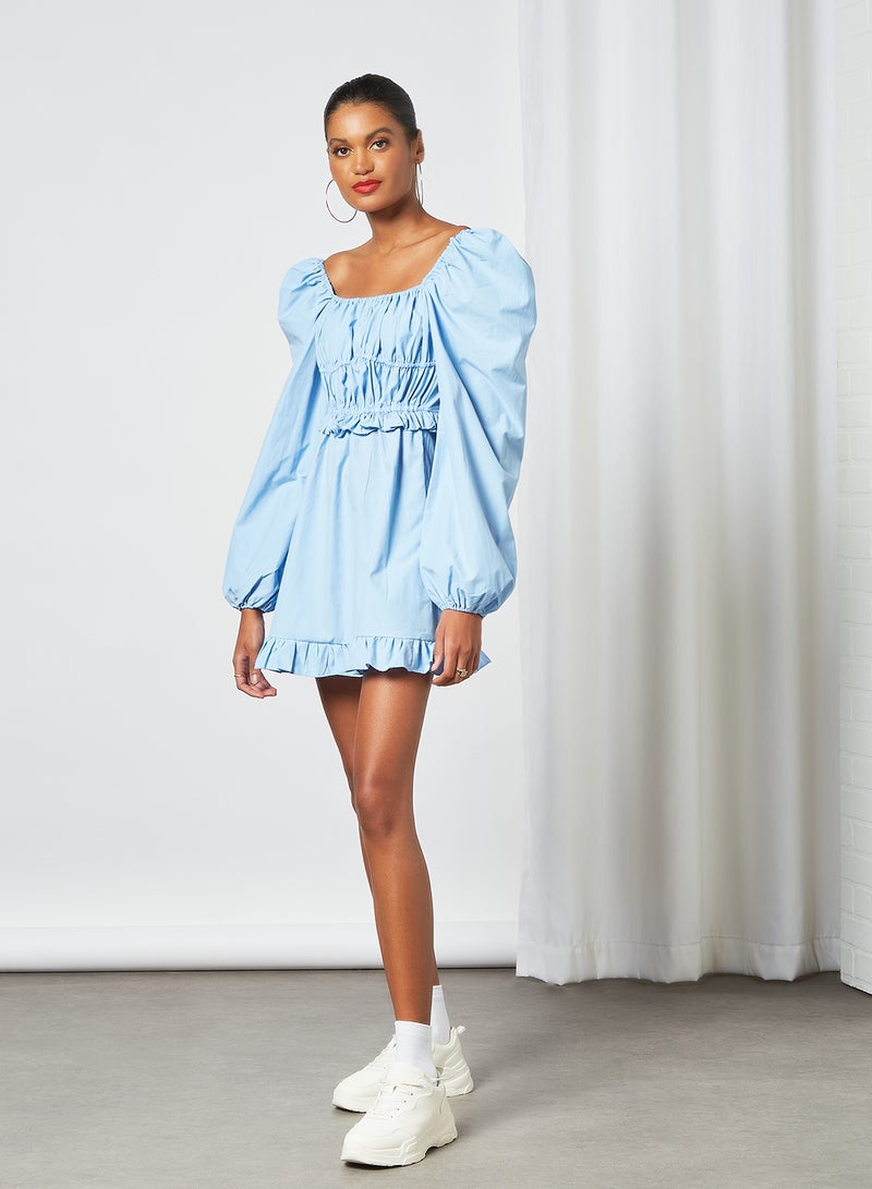 Puff Sleeve Mini Dress Blue - v1630822442/N45065868V_2