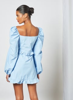 Sivvi x D'Atelier Puff Sleeve Mini Dress Blue  - Image 3