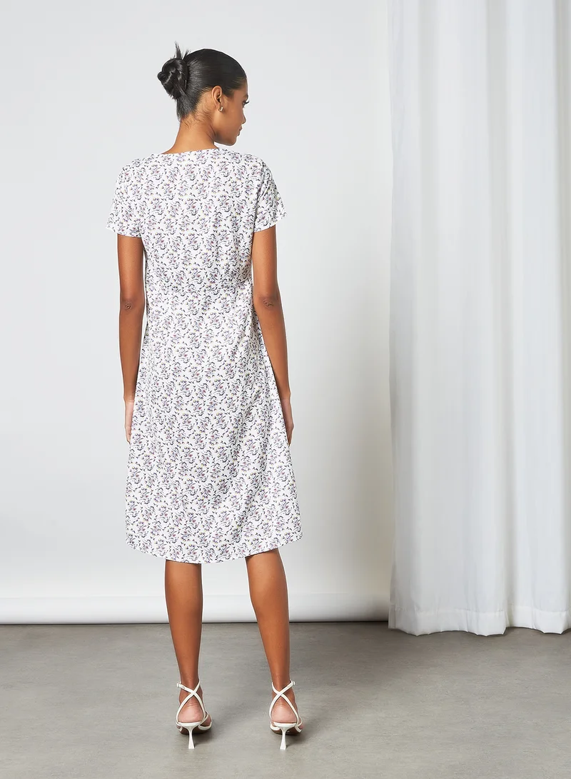 سيفي x دي‘اتيلير Floral Print Wrap Dress أبيض