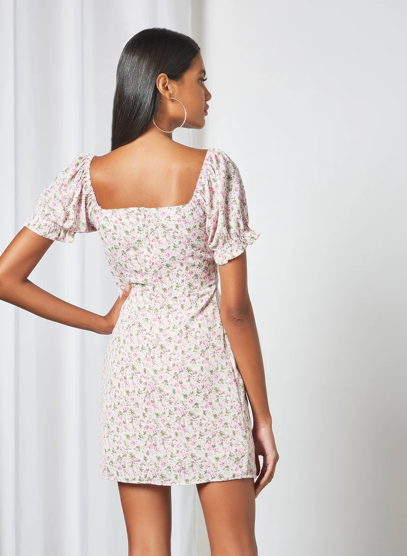 Daisy Street Cut-Out Detail Floral Print Dress Multicolour