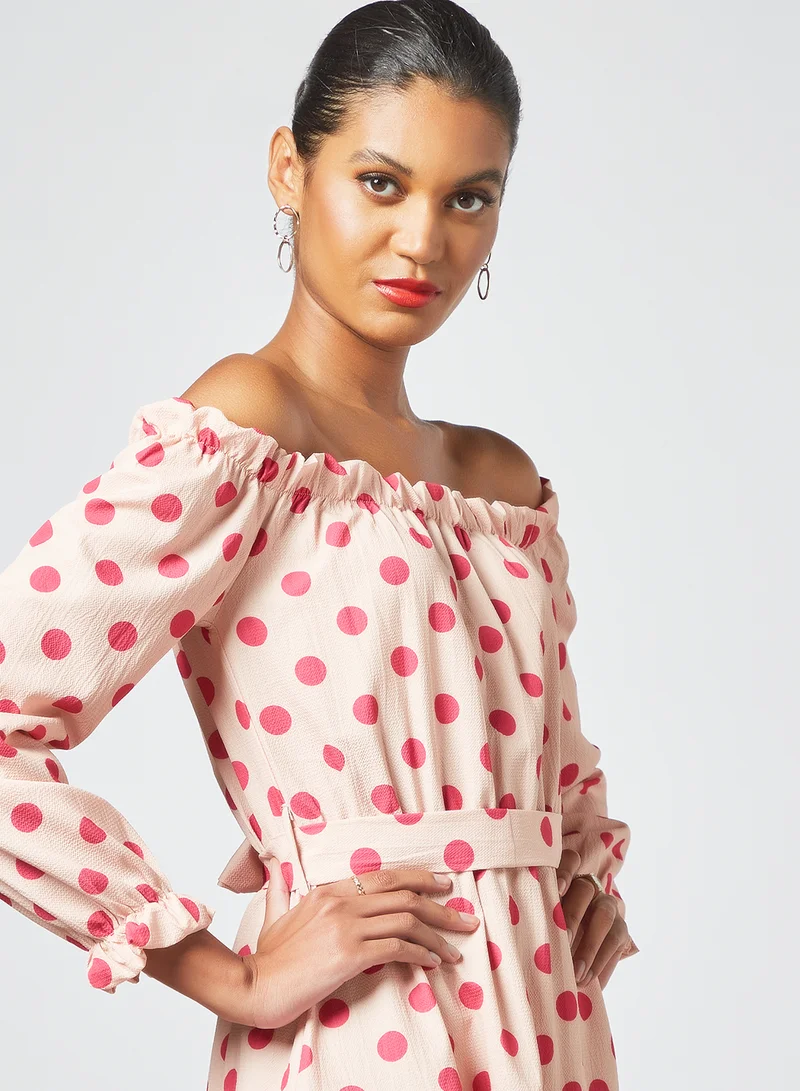 سيفي x دي‘اتيلير Polka Dot Mini Dress وردي