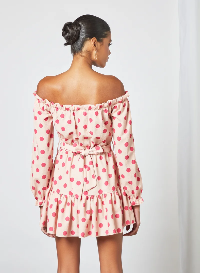 سيفي x دي‘اتيلير Polka Dot Mini Dress وردي