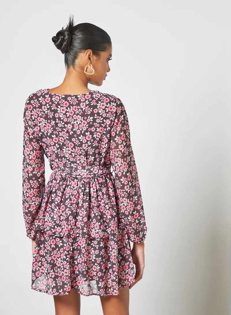 سيفي x دي‘اتيلير Floral Print Dress بني/ وردي