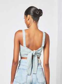 Daisy Street Checked Crop Top Blue  - Image 2