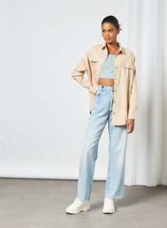 Daisy Street Checked Crop Top Blue  - Image 3