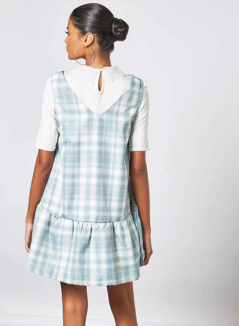 Daisy Street Checked Pinafore Dress