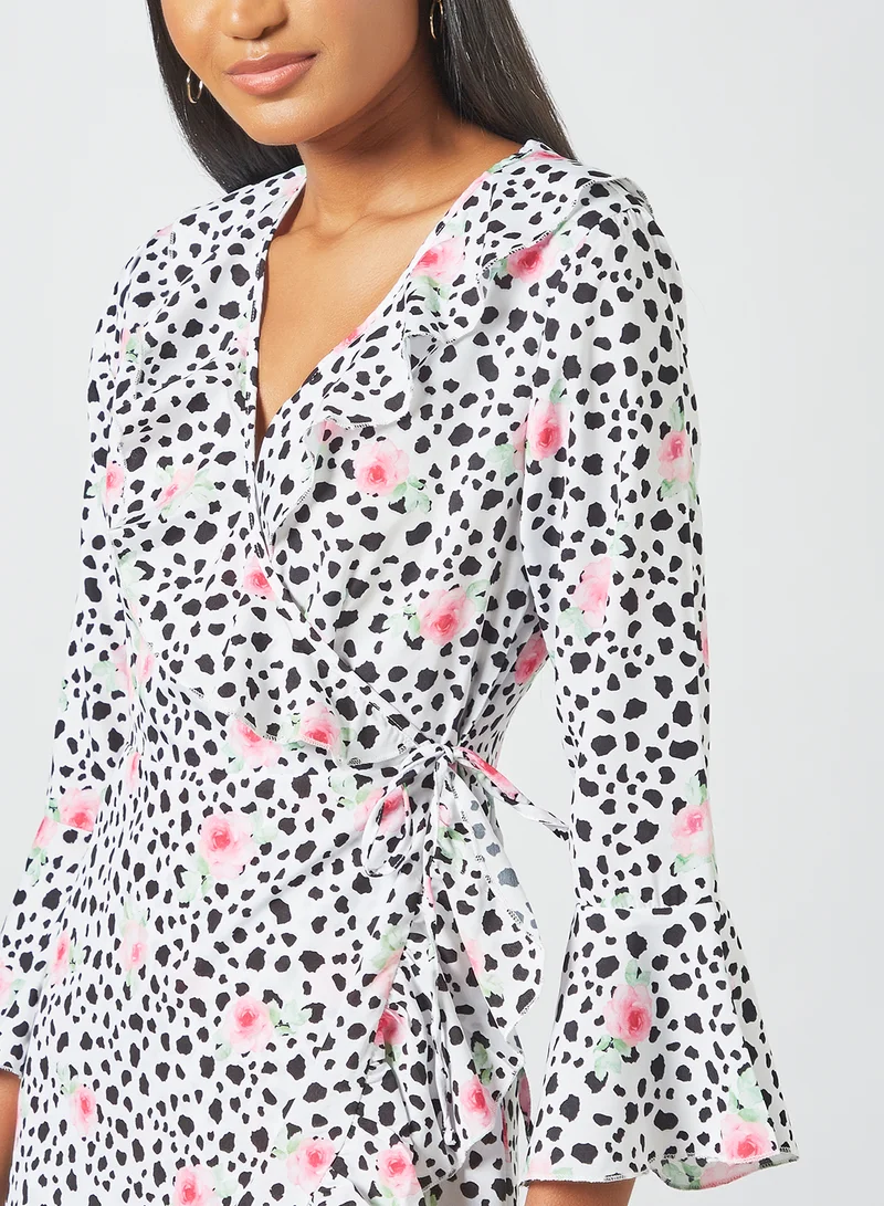 Sivvi x D'Atelier Wrap Mini Dress White/Black