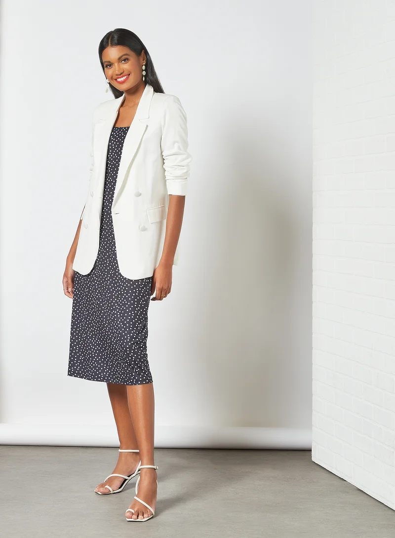 Sivvi x D'Atelier Polka Dot Midi Dress Navy