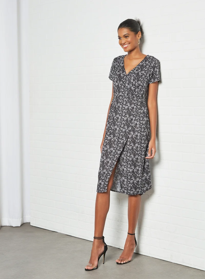 Sivvi x D'Atelier Floral Print Dress Black/White