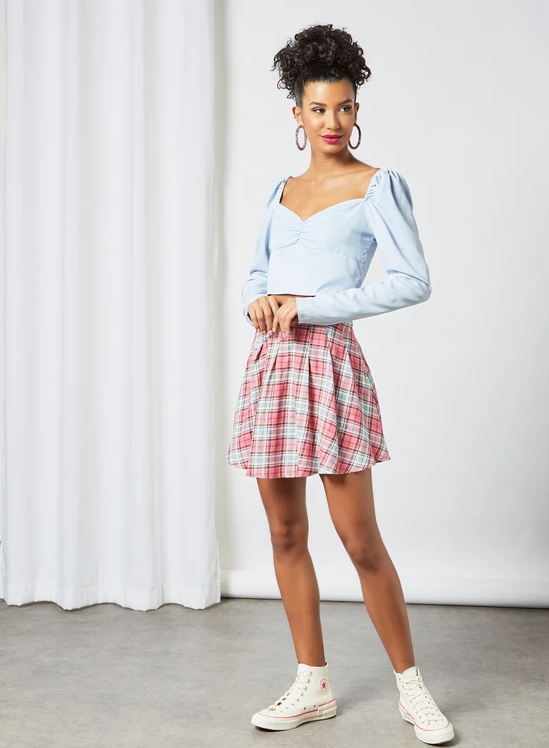 Sivvi x GenM Ruched Detail Crop Top Blue