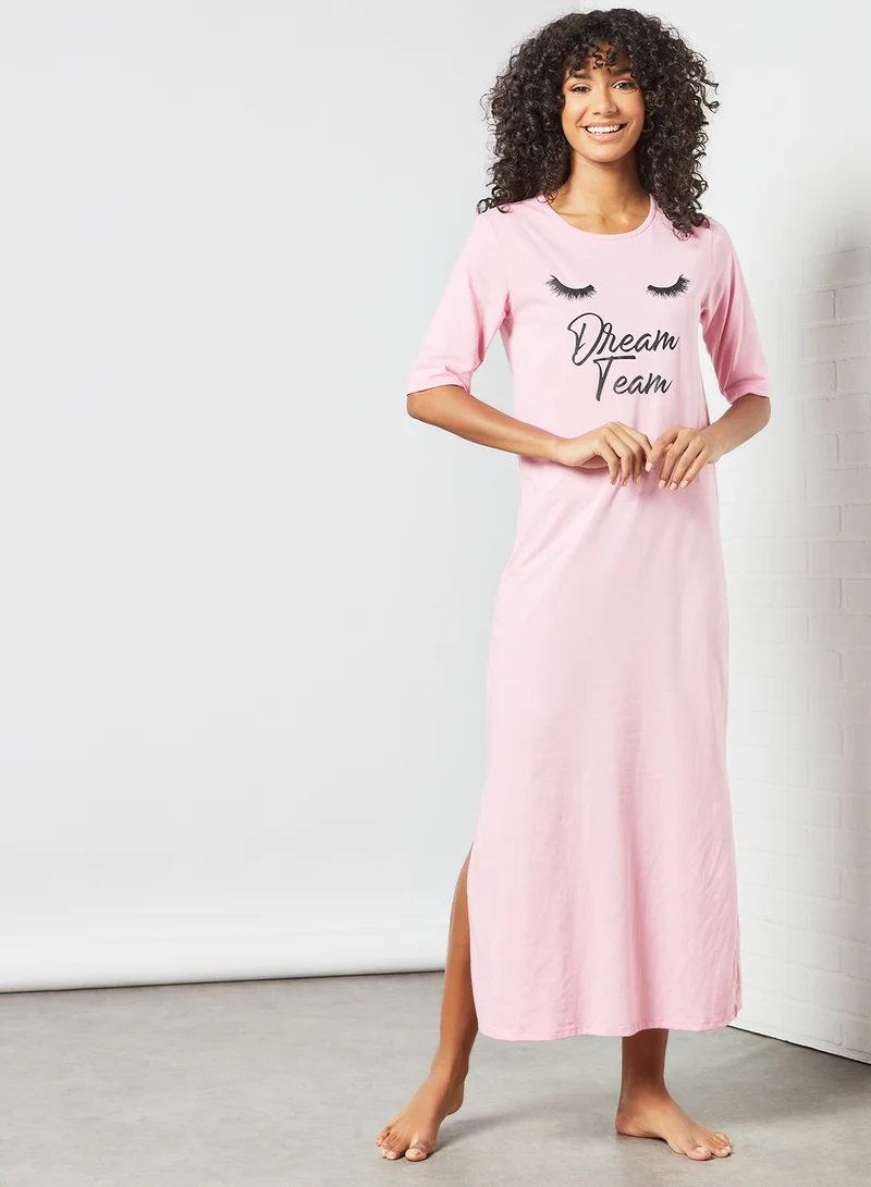 Sivvi x GenM Slogan Print Maxi Nightdress