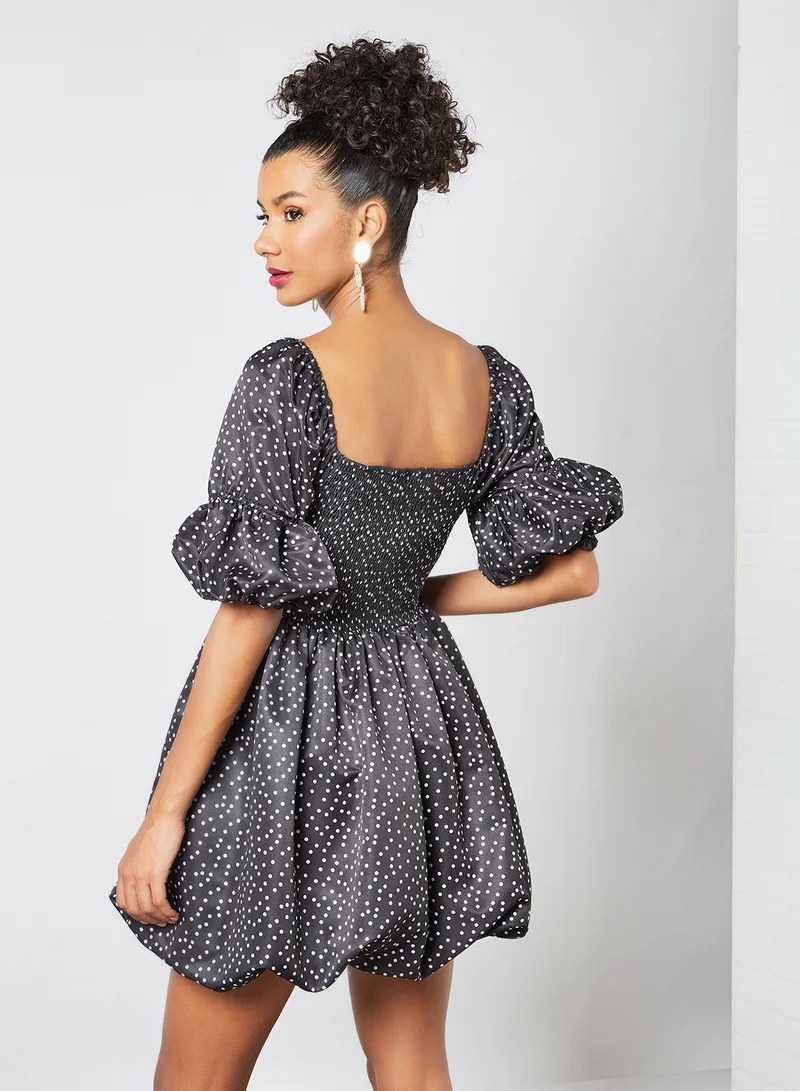 Sivvi x GenM Polka Dot Mini Dress Black