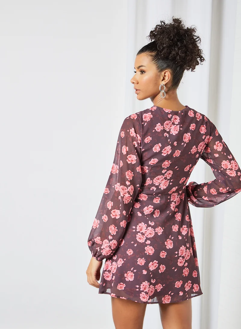 Sivvi x GenM Floral Mini Dress Purple