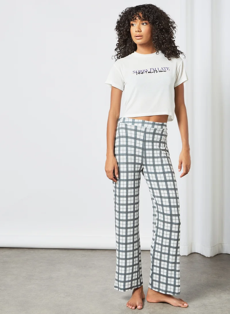 Sivvi x GenM Contrast Text Pyjama Set (Set of 2)