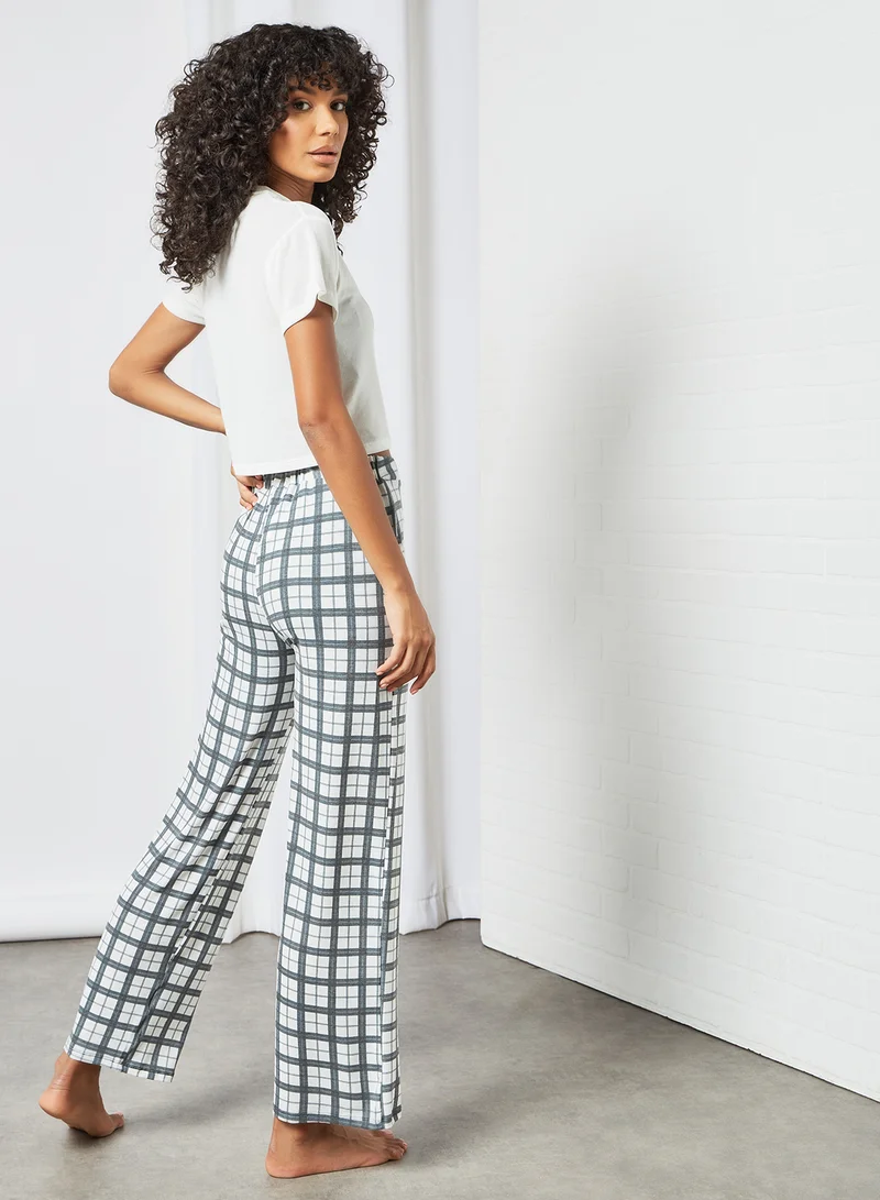 Sivvi x GenM Contrast Text Pyjama Set (Set of 2) White