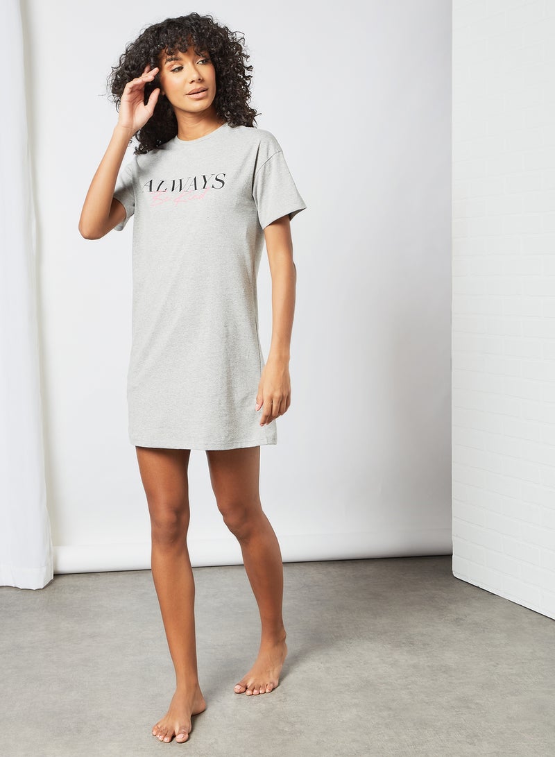 Sivvi x GenM - Front Text Nightdress Grey - Image 1