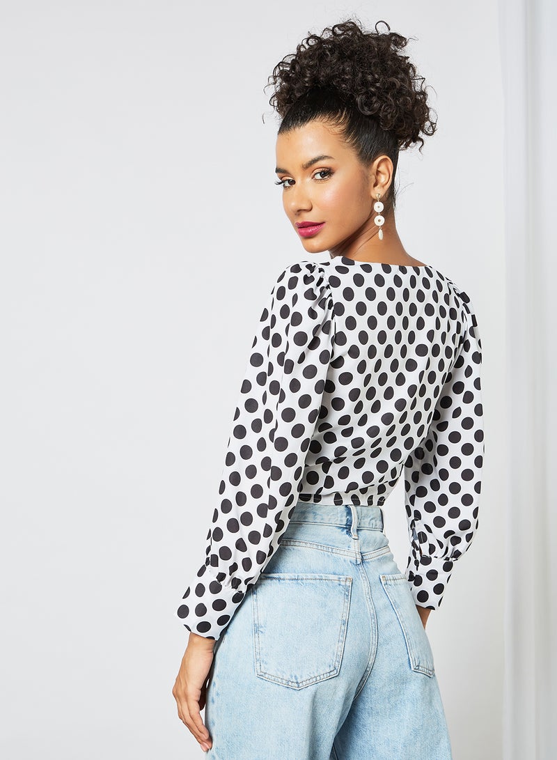 Sivvi x GenM - Polka Dot Print Crop Top White - Image 1