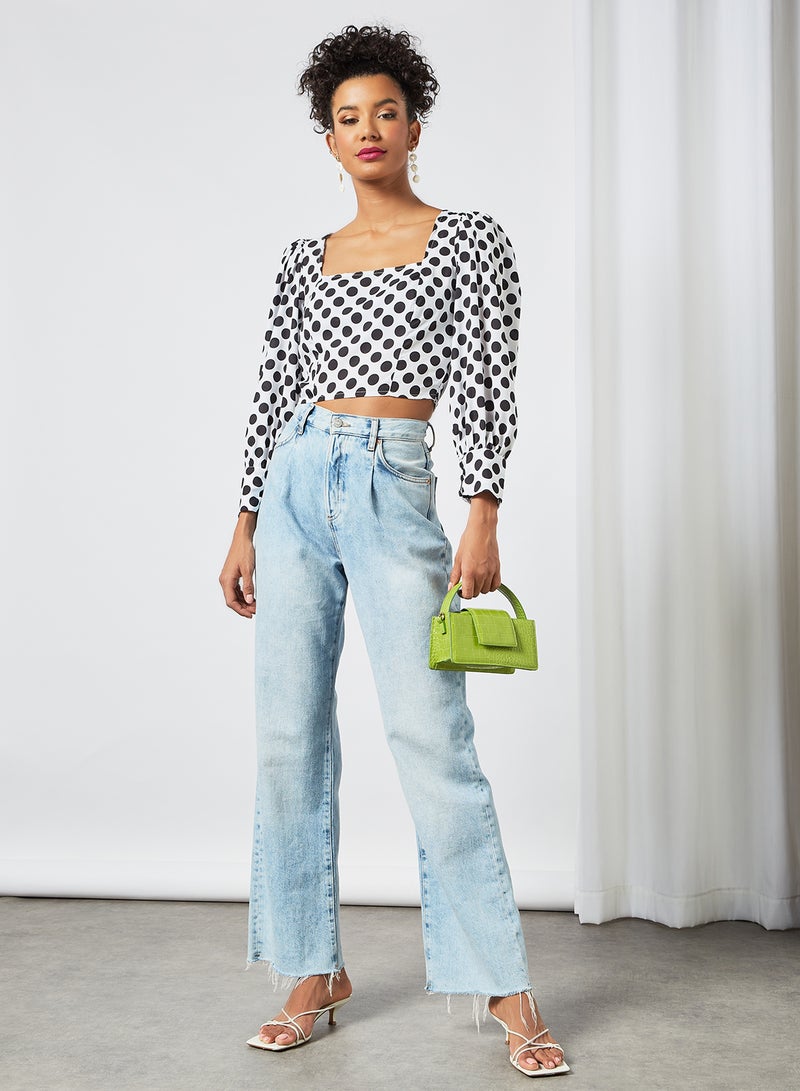 Sivvi x GenM - Polka Dot Print Crop Top White - Image 1