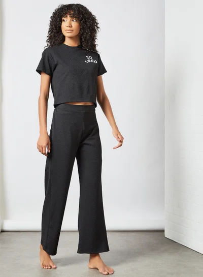 Sivvi x GenM Text Print Pyjama Set (Set of 2) Black
