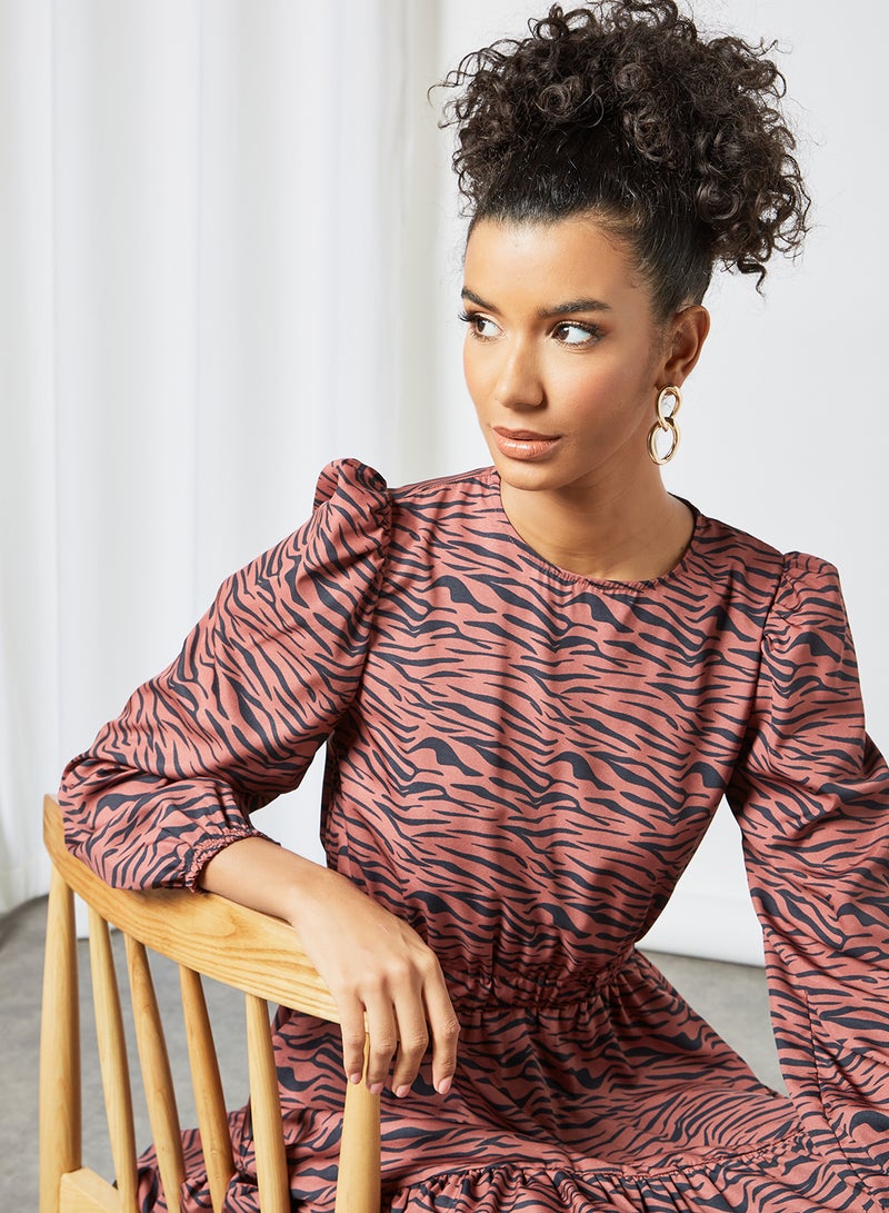 Sivvi x GenM - Animal Print Mini Dress Brown - Image 1