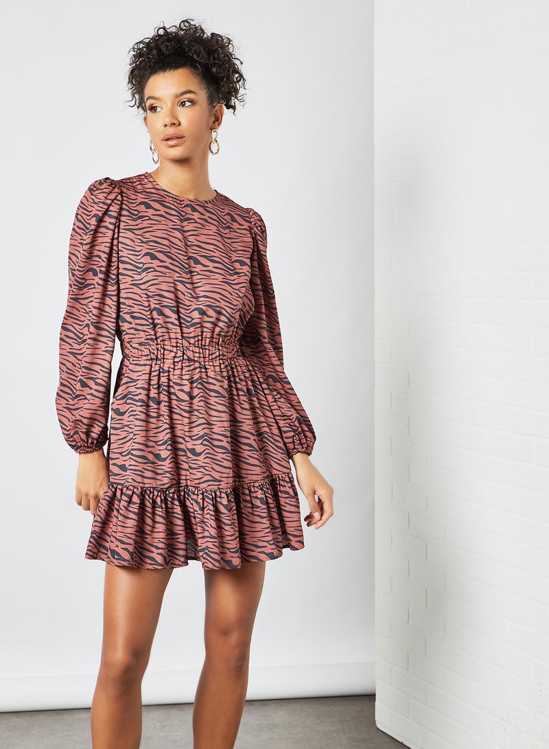 Sivvi x GenM - Animal Print Mini Dress Brown - Image 1