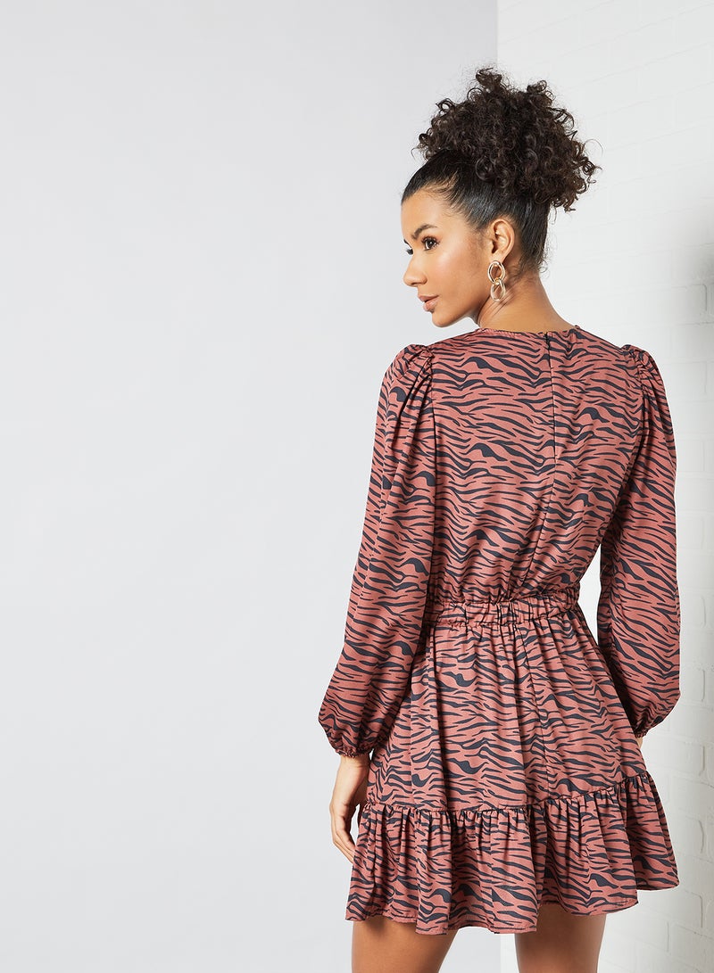 Sivvi x GenM - Animal Print Mini Dress Brown - Image 1
