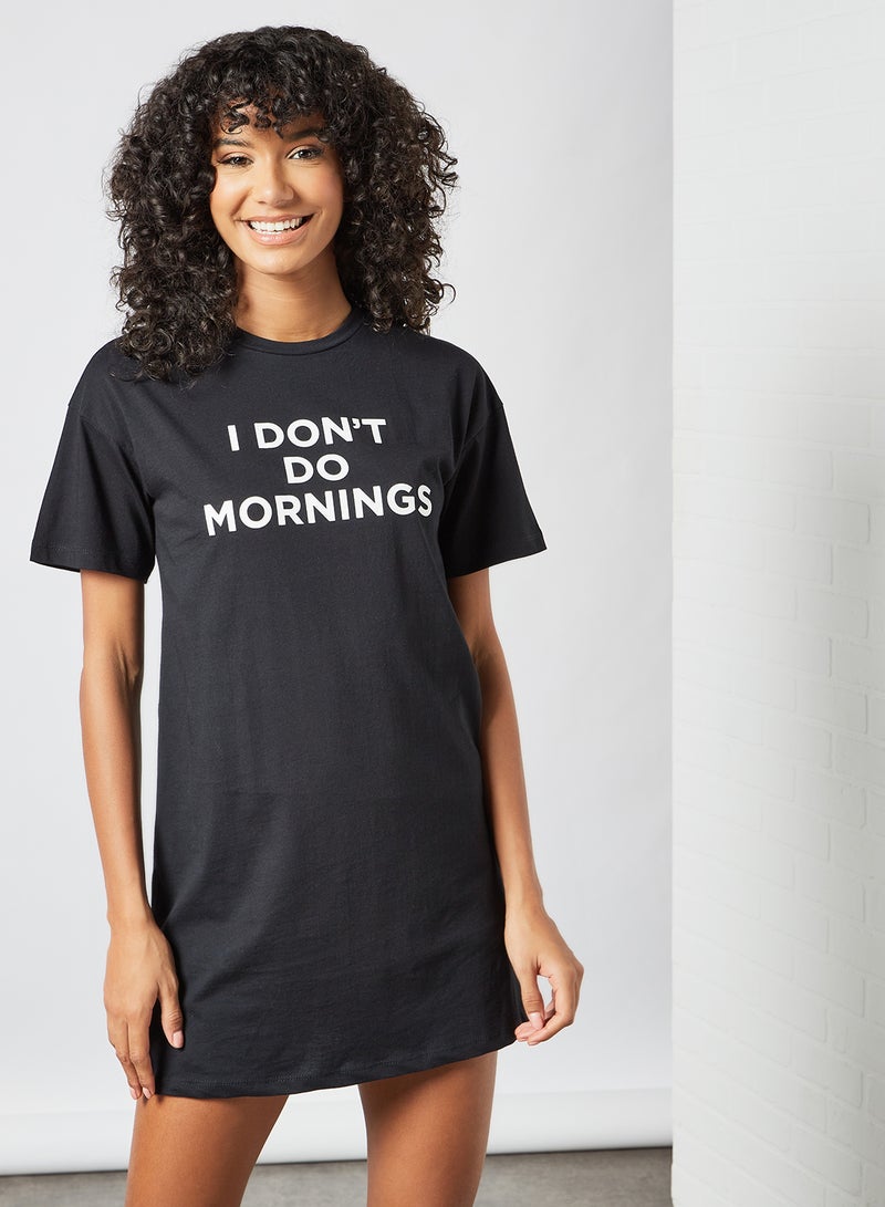 Sivvi x GenM - Front Text Nightdress Black - Image 1