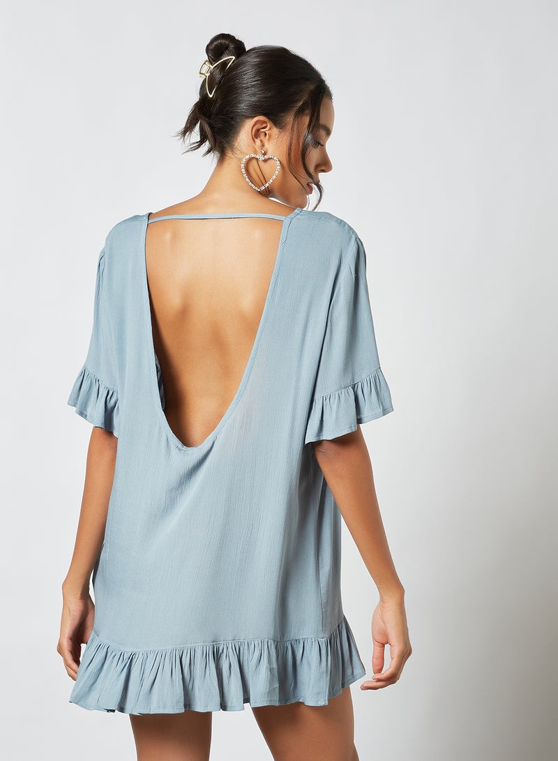Sivvi x GenM - Ruffle Trim Dress Blue - Image 1