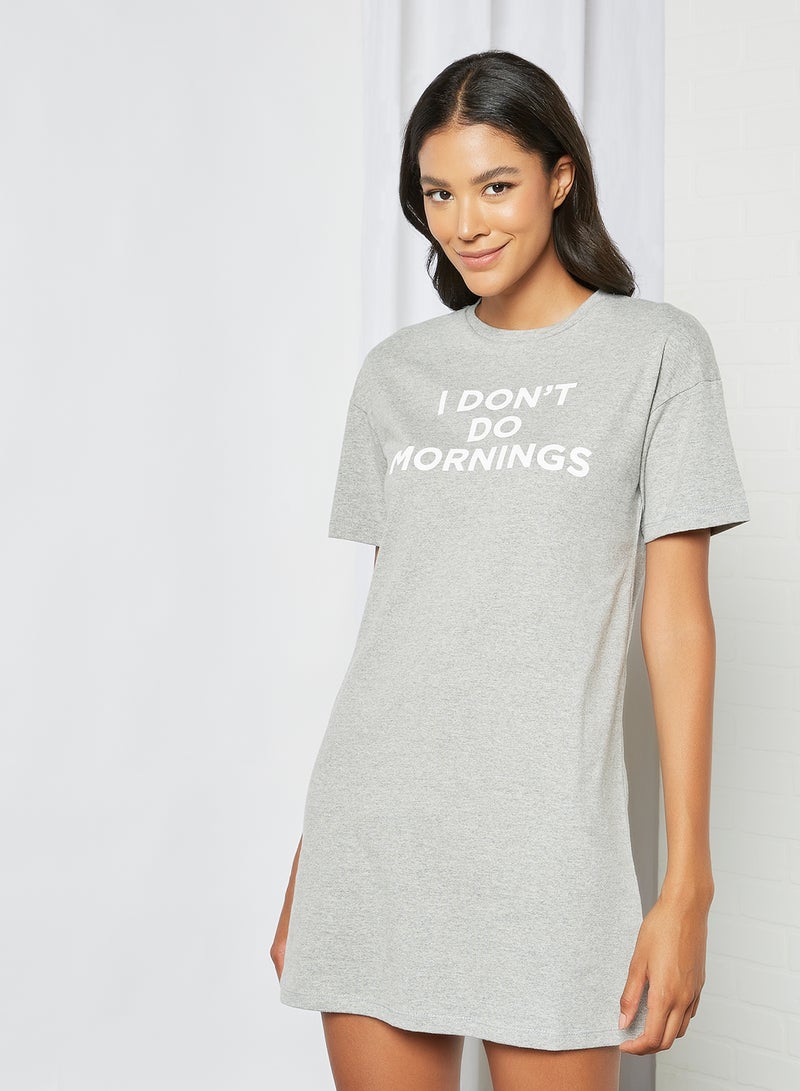 Sivvi x GenM - Front Text Nightdress Grey - Image 1