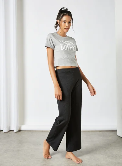 Sivvi x GenM I Need Coffee Pyjama Set (Set of 2) Grey/Black