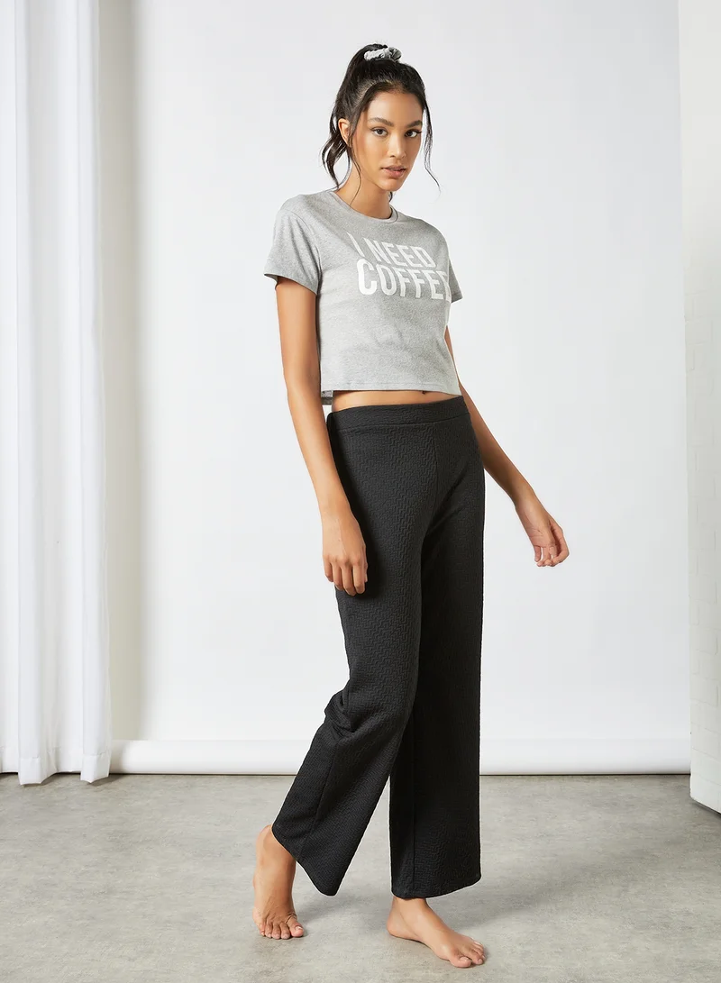 Sivvi x GenM I Need Coffee Pyjama Set (Set of 2) Grey/Black