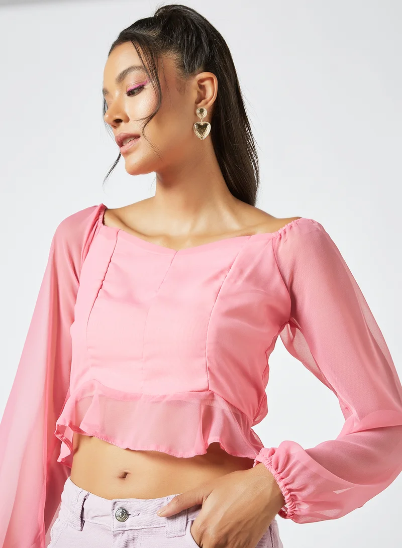 Sivvi x GenM Ruffled Detail Crop Top