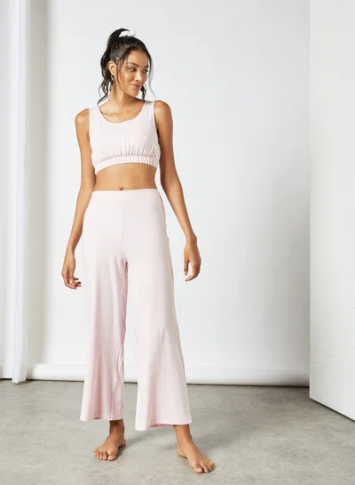 Sivvi x GenM Crop Top And Pants Loungewear Set Pink