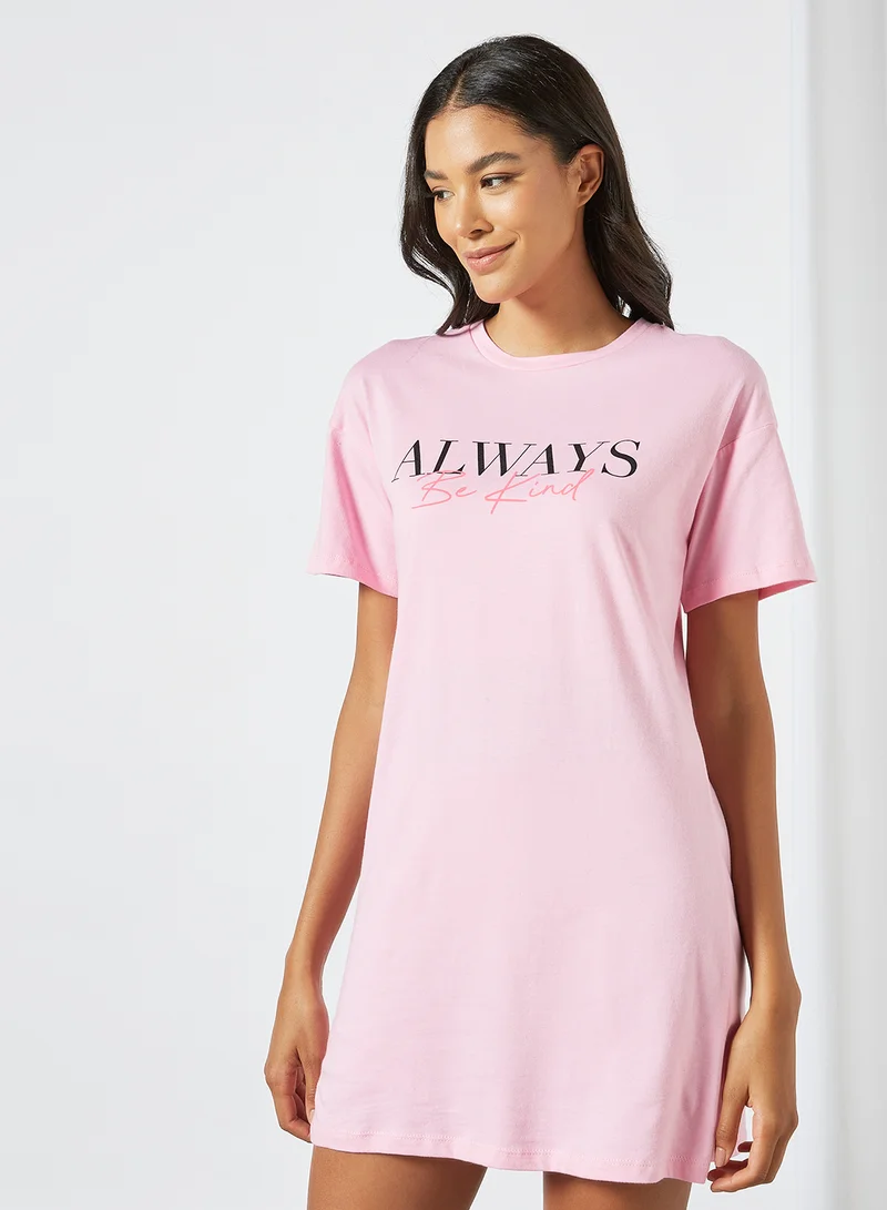 Sivvi x GenM Front Text Nightdress Pink