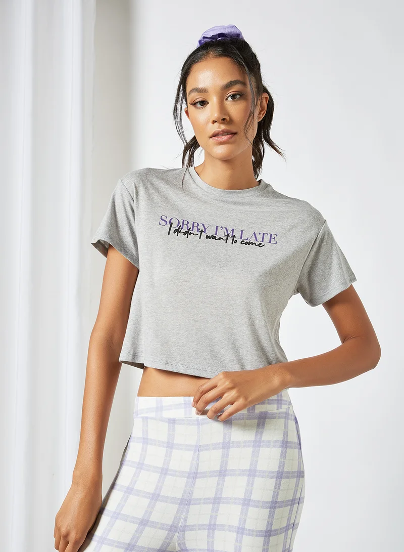 Sivvi x GenM Contrast Text Pyjama Set (Set of 2) Grey