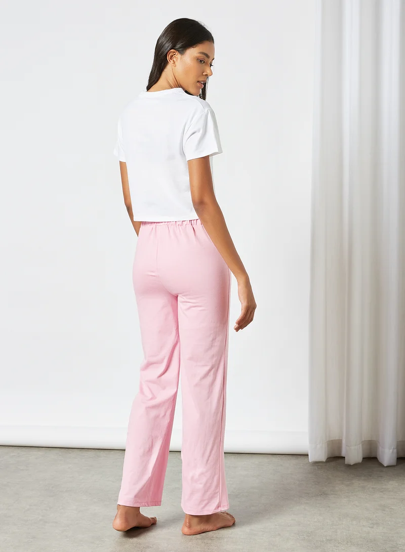 Sivvi x GenM So Tired Pyjama Set (Set of 2) White/Pink