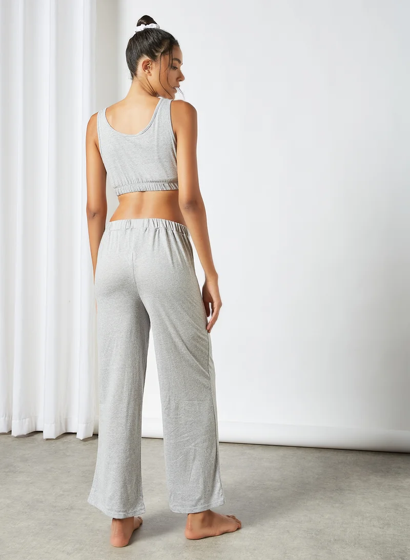 Sivvi x GenM Crop Top Pyjama Set (Set of 2) Grey