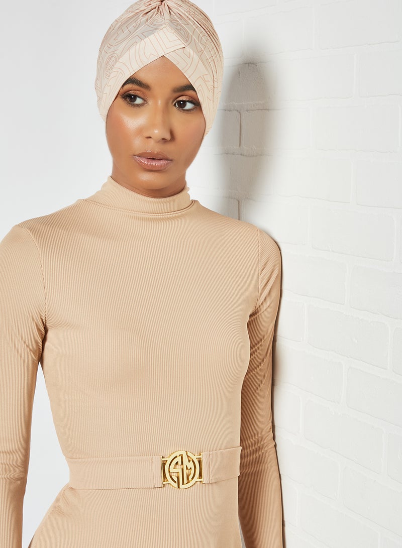 Sian Marie Belted Burkini Top Beige  - Image 3