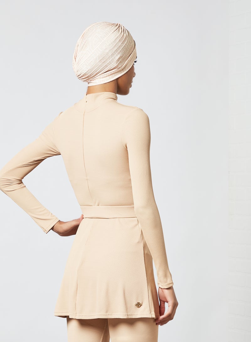 Sian Marie Belted Burkini Top Beige  - Image 4