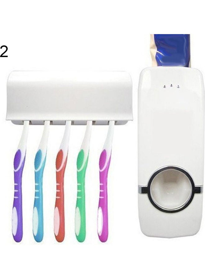 Automatic Toothpaste Dispenser Toothbrush Holder Set White 16 X 6 X 6cm - Image 1