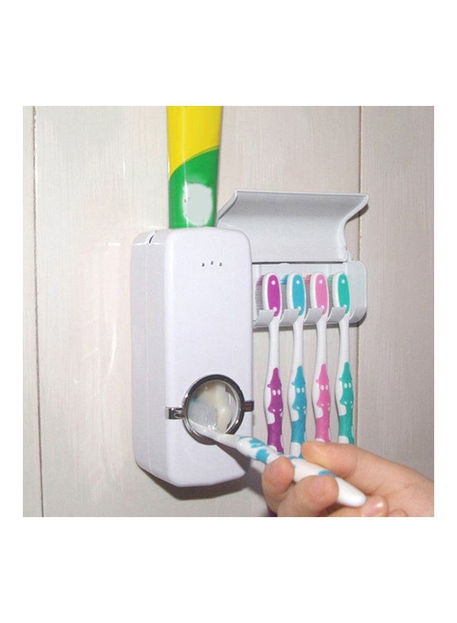 Automatic Toothpaste Dispenser Toothbrush Holder Set White 16 X 6 X 6cm - Image 2